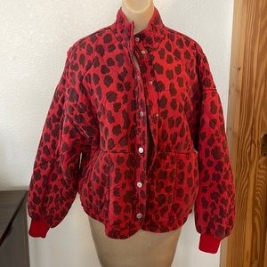 Beautiful womens red cheetah 🐆 bomber jacket